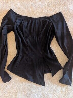 Asymmetric Split Hem Off-The-Shoulder Top